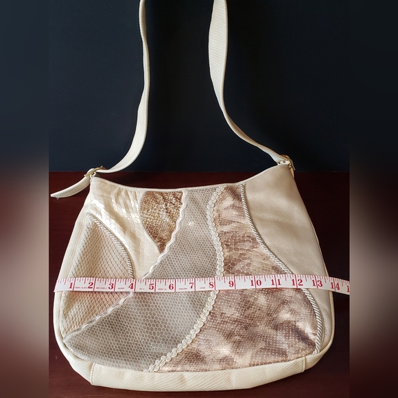 Sharif Cream and Gold Shoulder Bag with Tassel Detail - Picture 6 of 10